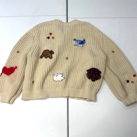 The Great. Collegiate Cardigan. Neck sweater heart patchwork size 4-6 - Picture 3 of 11